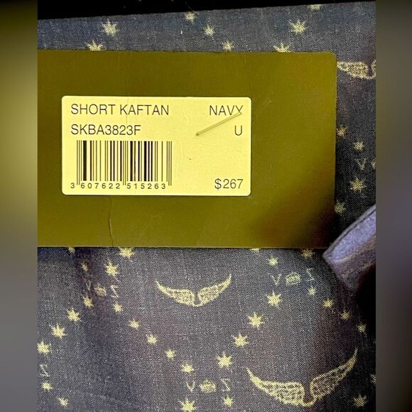 Zadig & Voltaire logo beachwear short kaftan beach resort Dress NWT. One size - Picture 9 of 9